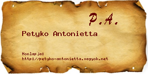 Petyko Antonietta névjegykártya